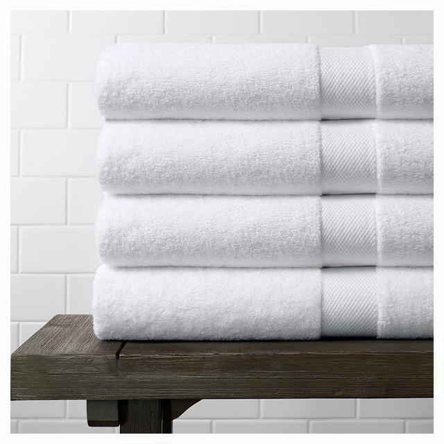 Plush Bath Sheet Set of 4 - White or Stone