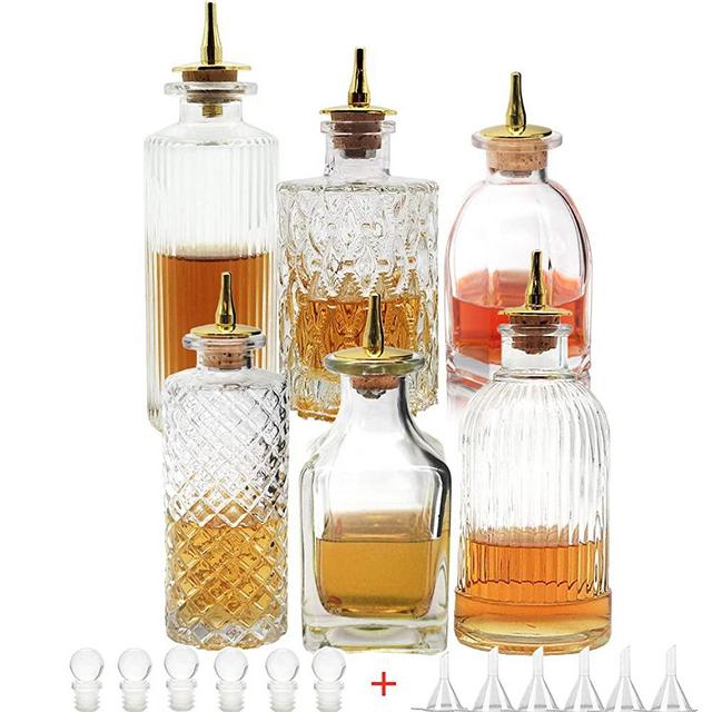 Bitters Bottle Set- Glass Bitter Bottle, with Zinc alloy Dash Top, Great Bottle For Your Bitters (6)