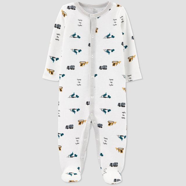 Baby Boys' Construction Thermal Sleep N' Play - Just One You® made by carter's White Newborn