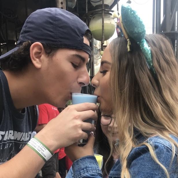 Drinking blue milk in Star Wars Galaxy’s Edge at Disneyland!
