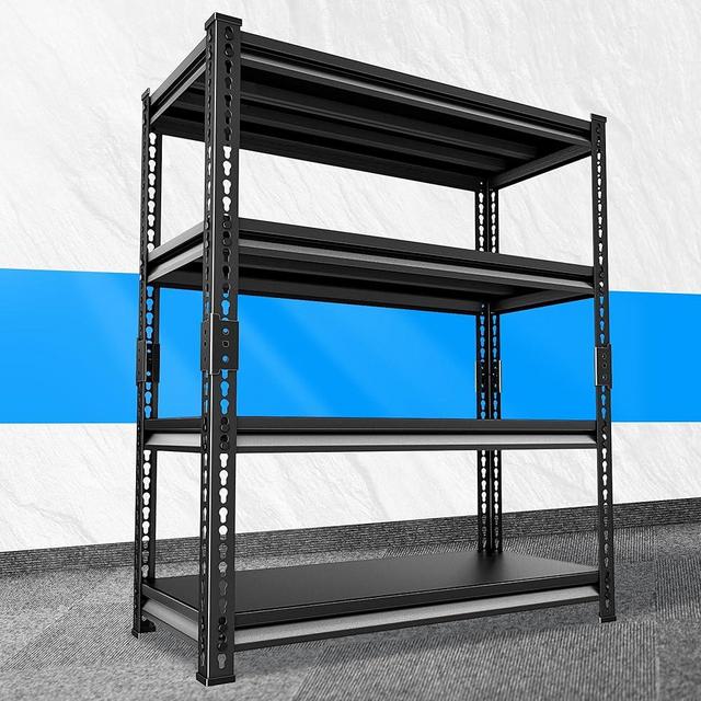 Huhaneon Adjustable Garage Storage Shelves, 40''W Garage Shelving Heavy Duty Loads 1680LBS, Metal Industrial Utility Shelf for Warehouse, Kitchen, Laundry Room,40" W x 15.7" D x 72" H,Black