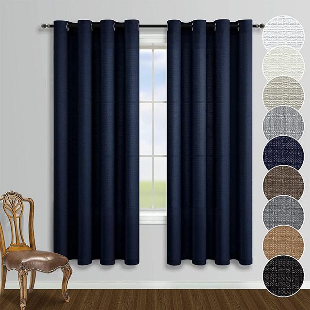 KOUFALL 72 Inch Length Navy Blue Curtains for Living Room 2 Panel Set Sheer Semi Blackout Curtains for Bedroom