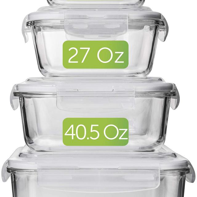 Large Glass Food Storage Containers with Lids - Glass Storage Containers with Lids - Glass Food Containers - Glass Meal Prep Containers - Glass Containers For Food Storage With Lids Airtight -[4-Pack]