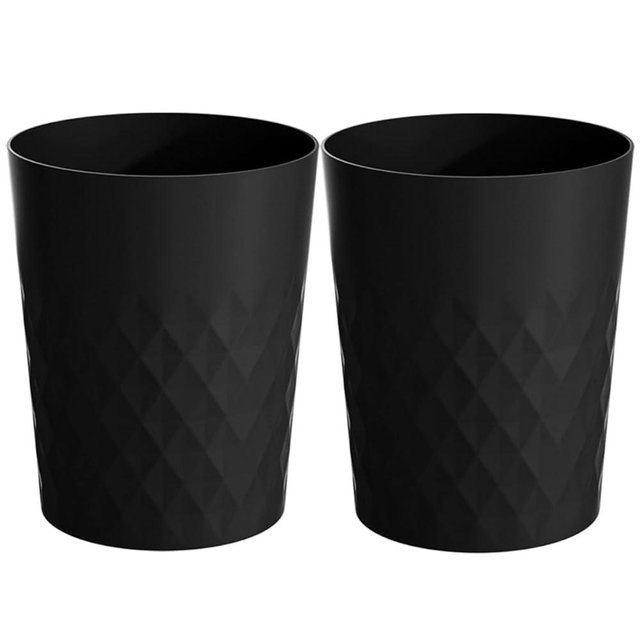 HOLTPHILI 2 Pack Small Trash Can 1.8 Gallon Bathroom Garbage Can Waste Basket Recycling Bin for Dorms Bedrooms Offices Kitchens, Black