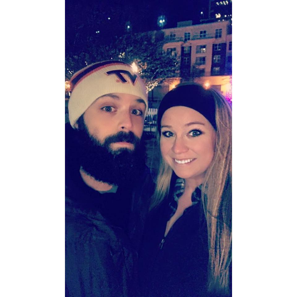Ice skating at an outdoor rink in Norfolk, Va.