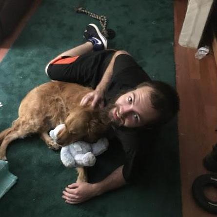 First day back from Japan, Daisy missed Aaron terribly