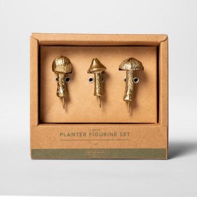 5.2" x 4.6" 3pc Aluminum Mushroom Planter Figurine Set Gold - Smith & Hawken™