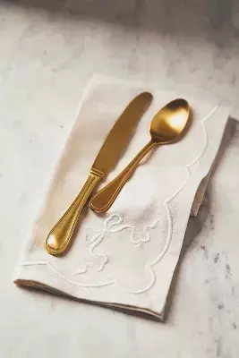 Celine Bow Cotton Embroidered Napkins, Set of 4