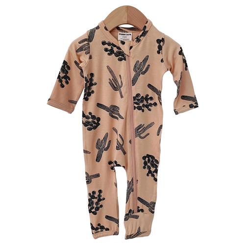 Basic Zip Romper, Nude/Black Cactus