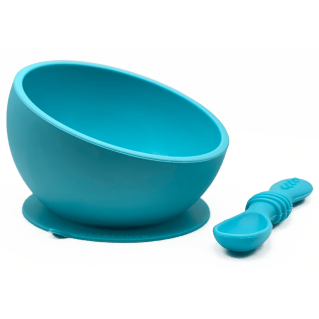 Silicone Baby Bowl & Spoon Set – Blue