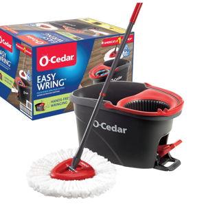 O-Cedar EasyWring Microfiber Spin Mop, Bucket Floor Cleaning System, Red, Gray, Standard