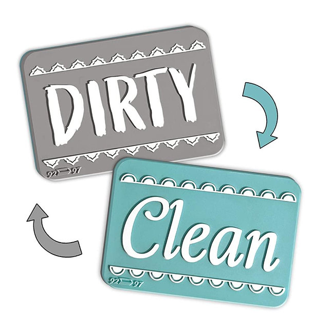 Aquamarine Silver Clean Dirty Dishwasher Magnet Sign, Double Sided Dish Washer Indicator, Strong Non Surface Scratching Universal Magnet – Kitchen Safe, Waterproof, and Reversible