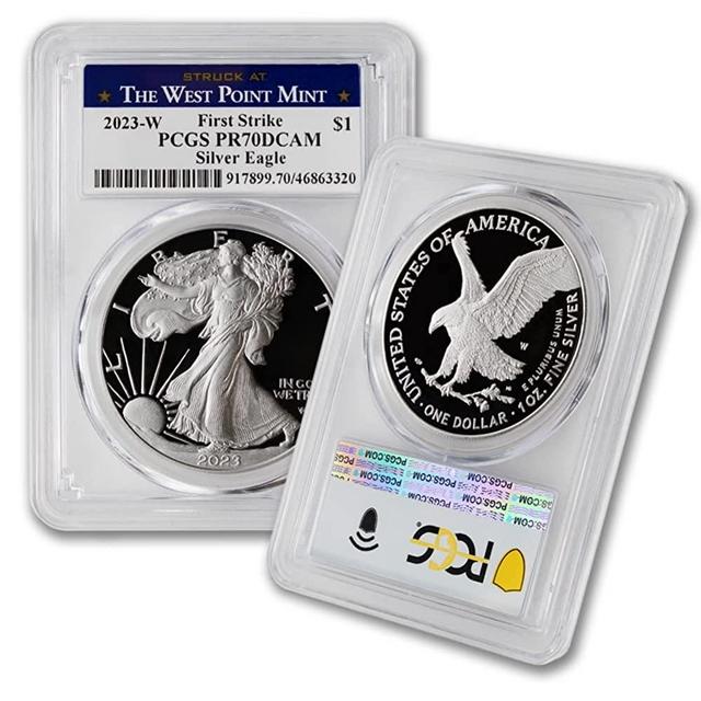 2023 W 1 oz Proof American Silver Eagle PR-70 Deep Cameo (First Strike - Struck at The West Point Mint) $1 PR70DCAM PCGS