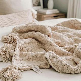 Braided Pom Pom Throw