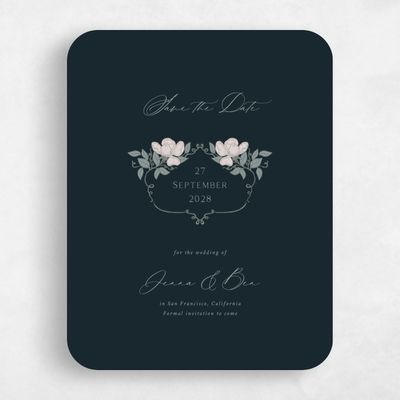 Blue Rounded Wedding Save the Date - Marmillo Portrait