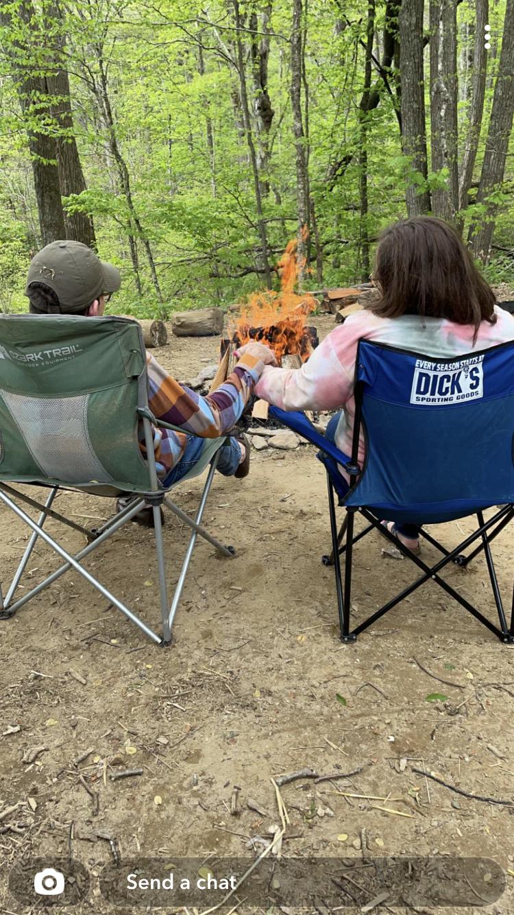 Celebrating at the cabin after the proposal