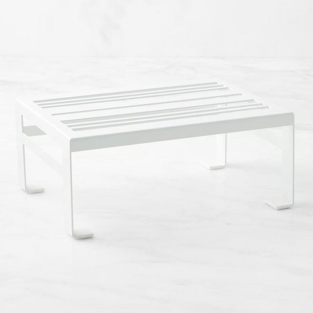 White Powder Coat Home Organization Shelf Riser, Powder Coated Metal, Small