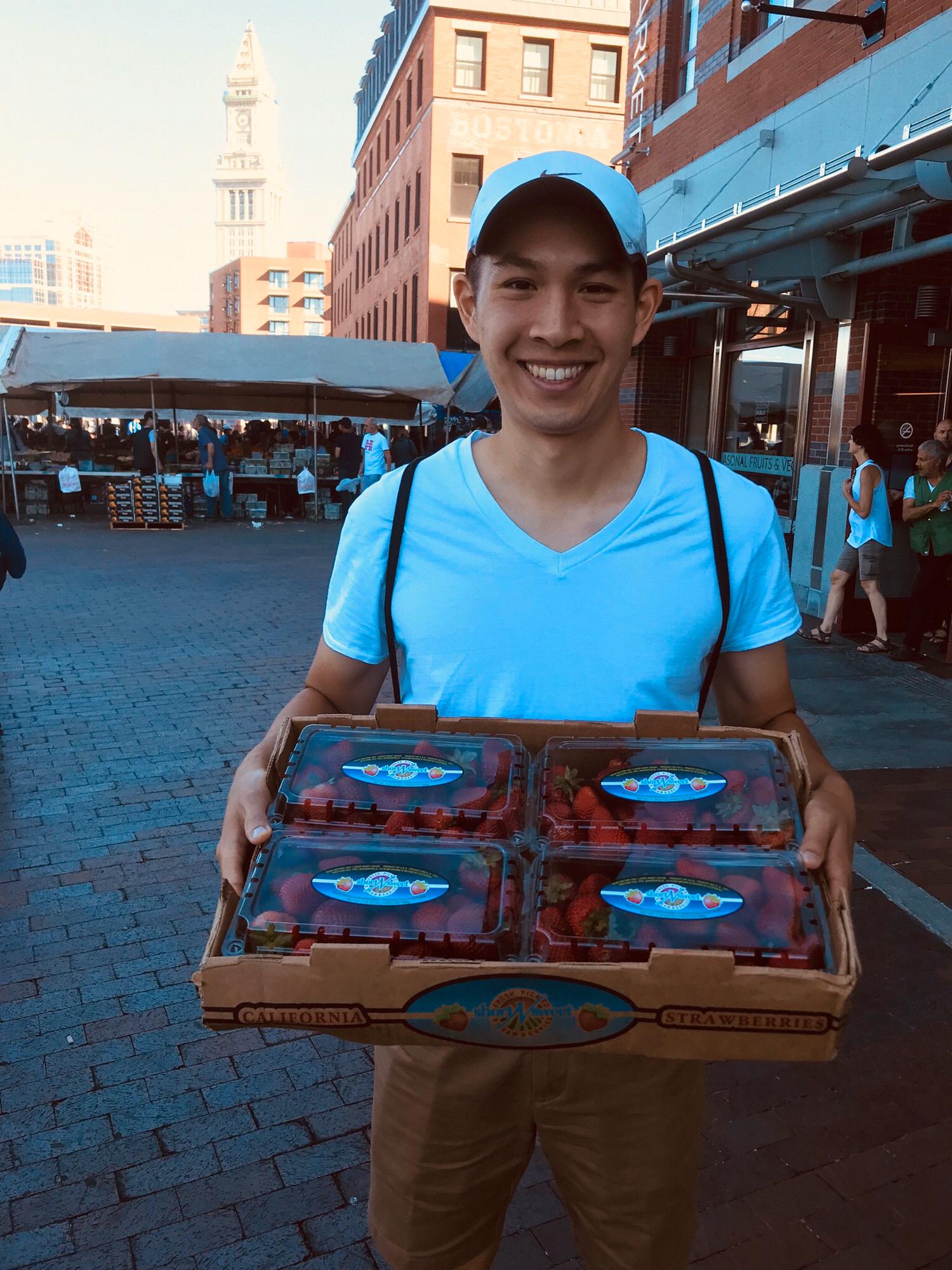 Boston, MA // Saturday open farmer's market. $1 for all those strawberries.