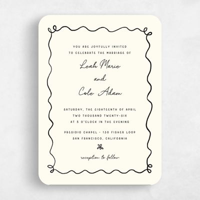 Yellow Rounded Wedding Invitation - Nesso Classic