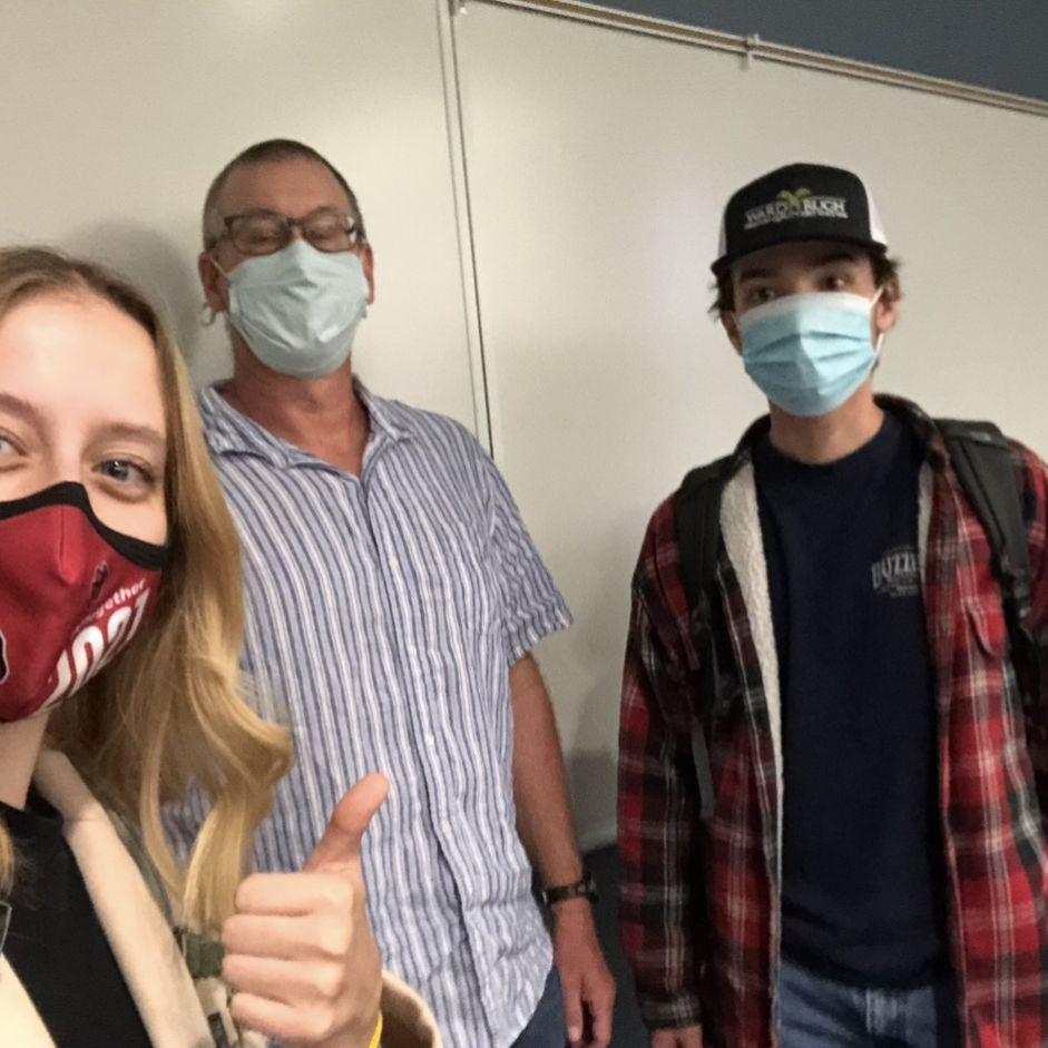 Our first day of school Junior year. We still had to wear masks every day! Shamus and I were able to take a class together! (Sept 2021)
