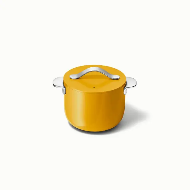 Caraway Home Petite Cooker with Lid Marigold: 2 Qt Nonstick Ceramic Cookware, Oven-Safe, Electric & Gas Compatible