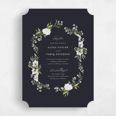 Black Ticket Wedding Invitation - Cordova Portrait