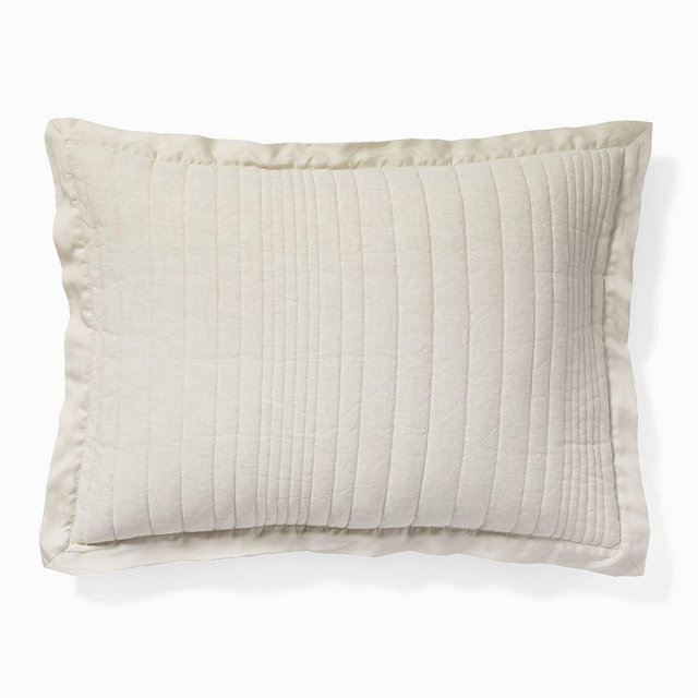 European Flax Linen Linework, King Sham, Natural Flax