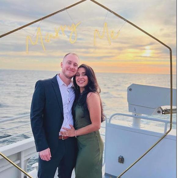 After the proposal, Isaac blindfolded Mariam and took her to a surprise post engagement party on a beautiful boat where close family and friends were waiting.