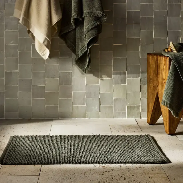 21"x34" Textured Bath Mat Olive - Casaluna™