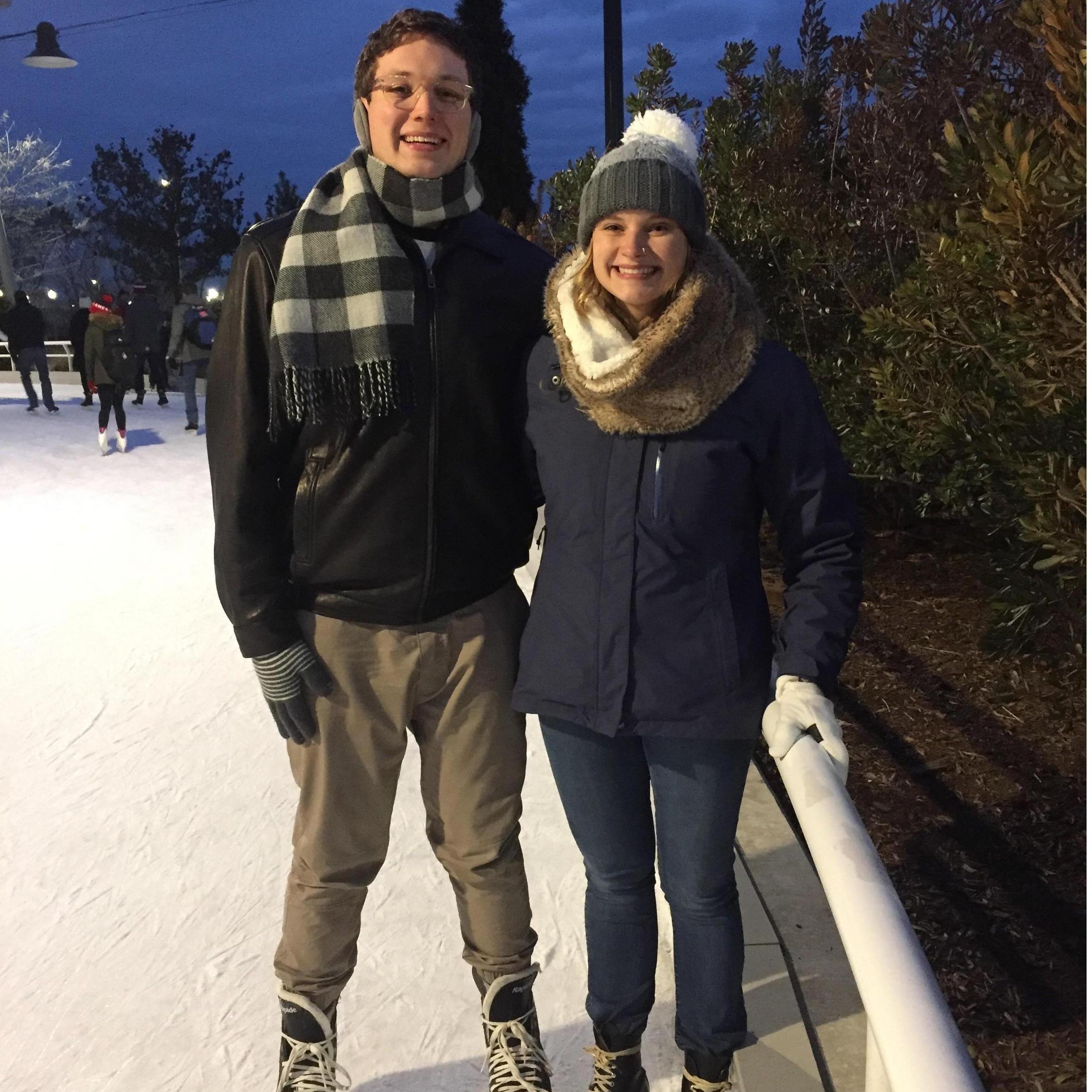 Our first time going ice skating together in Millenium Park, Chicago