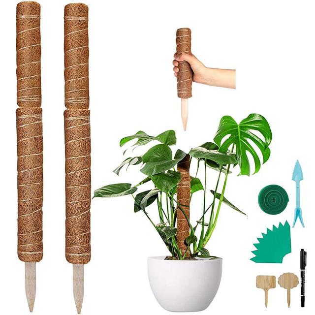 Sumfox 56 Inches Stackable Moss Pole for Plants Monstera Coco Coir Totem Plant Climbing Sticks Plant Stakes - 10PCS Sticks for Indoor Potted Plants Support - 80Inches Garden Ties