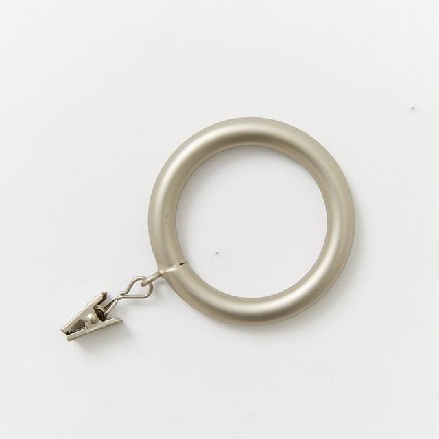 Oversized Metal Curtain Rings with Clips, Brushed-Metal, Set of 7