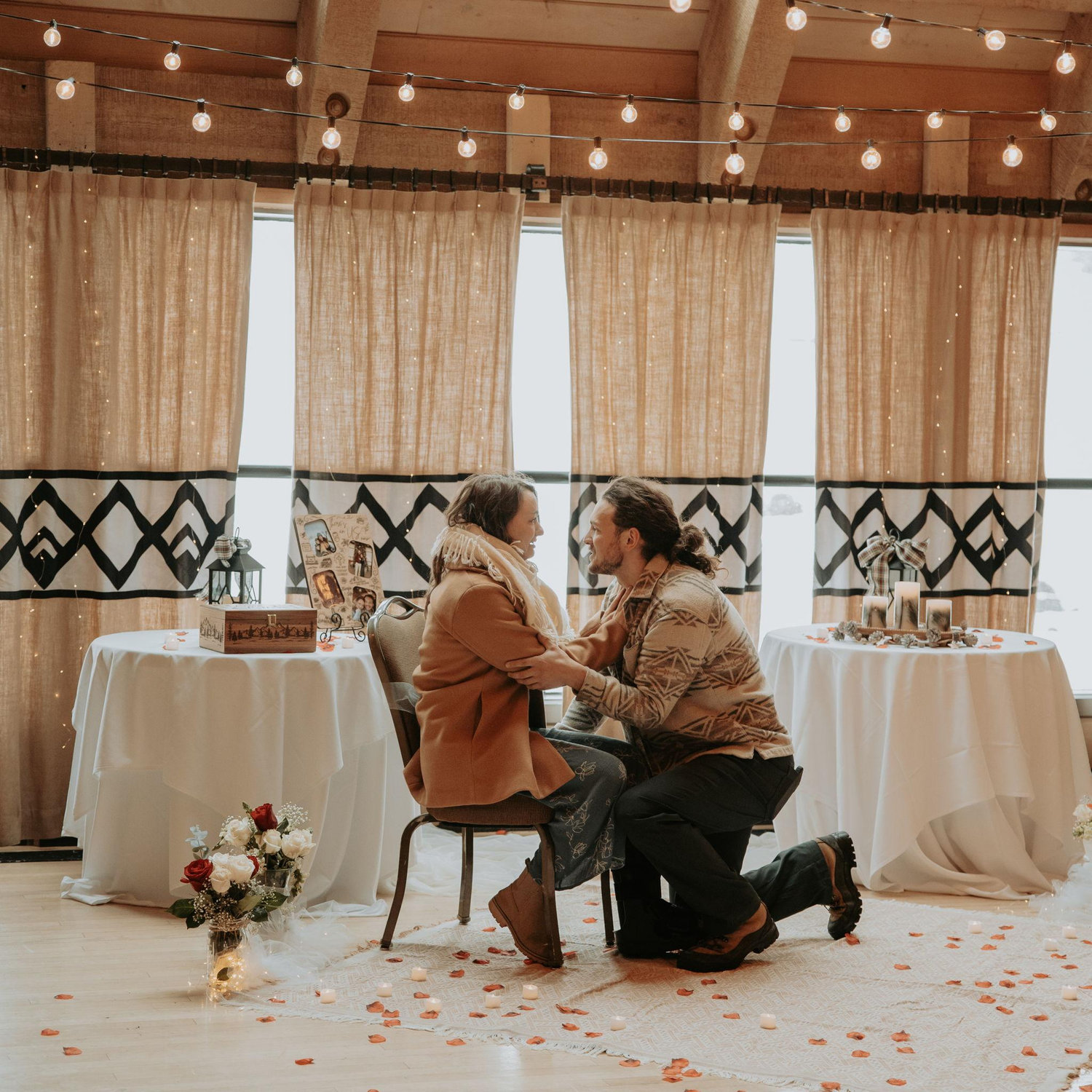 The moment Kevin asked Alyssa to be his wife at Timberline Lodge where they had their first date