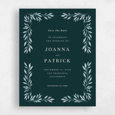 Dark Emerald, Green Wedding Save the Date - Oriana Portrait