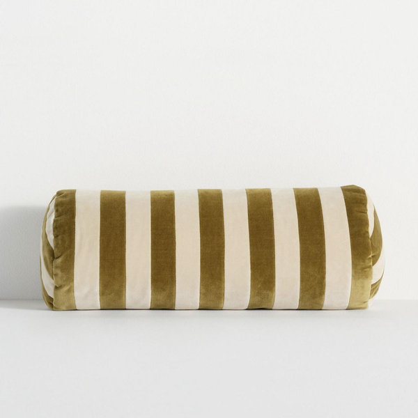 Christina Lundsteen Stripe Bolster Cushion Pillow - Willow/Dusty White, One Size