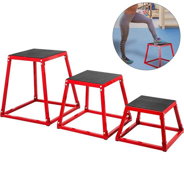 VEVOR Plyometric Platform Box Set Fitness Exercise Jump Box Step Plyometric Box Jump for Exercise Fit Training (12/18/24/Red)