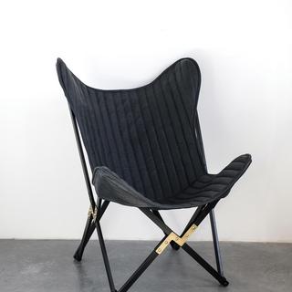Leather Stripe Foldable Butterfly Chair