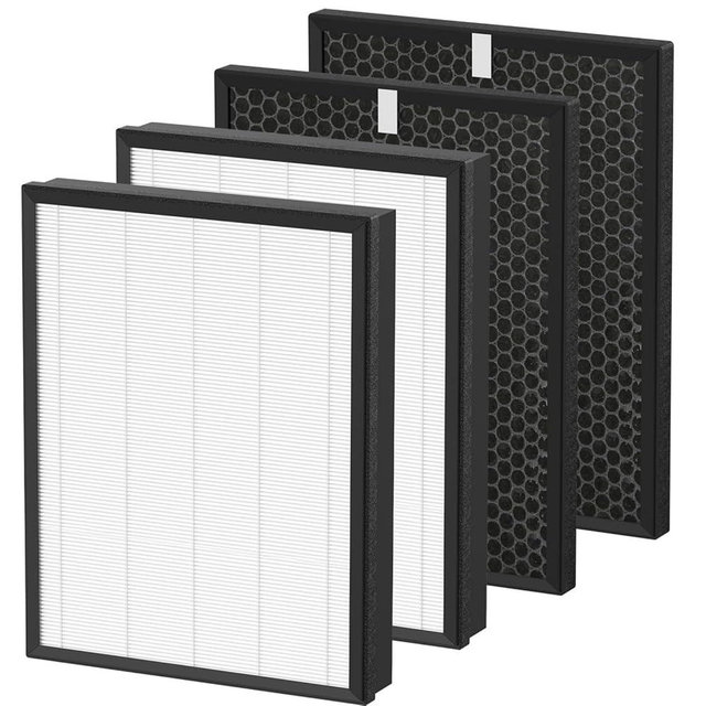 Skymechy AP-B102 True HEPA Replacement Filter Set Compatible with Alexapure Breeze AP-B102 and 3049 Air Cleaner Purifier, 3-IN-1 Air Filter for Home, 2 X H13 True HEPA and 2 X Activated Carbon Filters