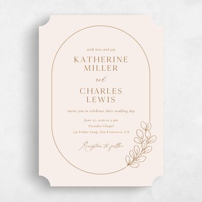 Beige Ticket Wedding Invitation - Groveland Portrait