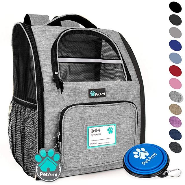 PetAmi Deluxe Pet Carrier Backpack for Small Cats and Dogs, Puppies | Ventilated Design, Two-Sided Entry, Safety Features and Cushion Back Support | for Travel, Hiking, Outdoor Use