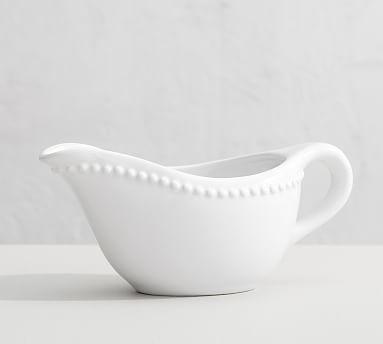 Emma Beaded Stoneware Gravy Boat (True White)