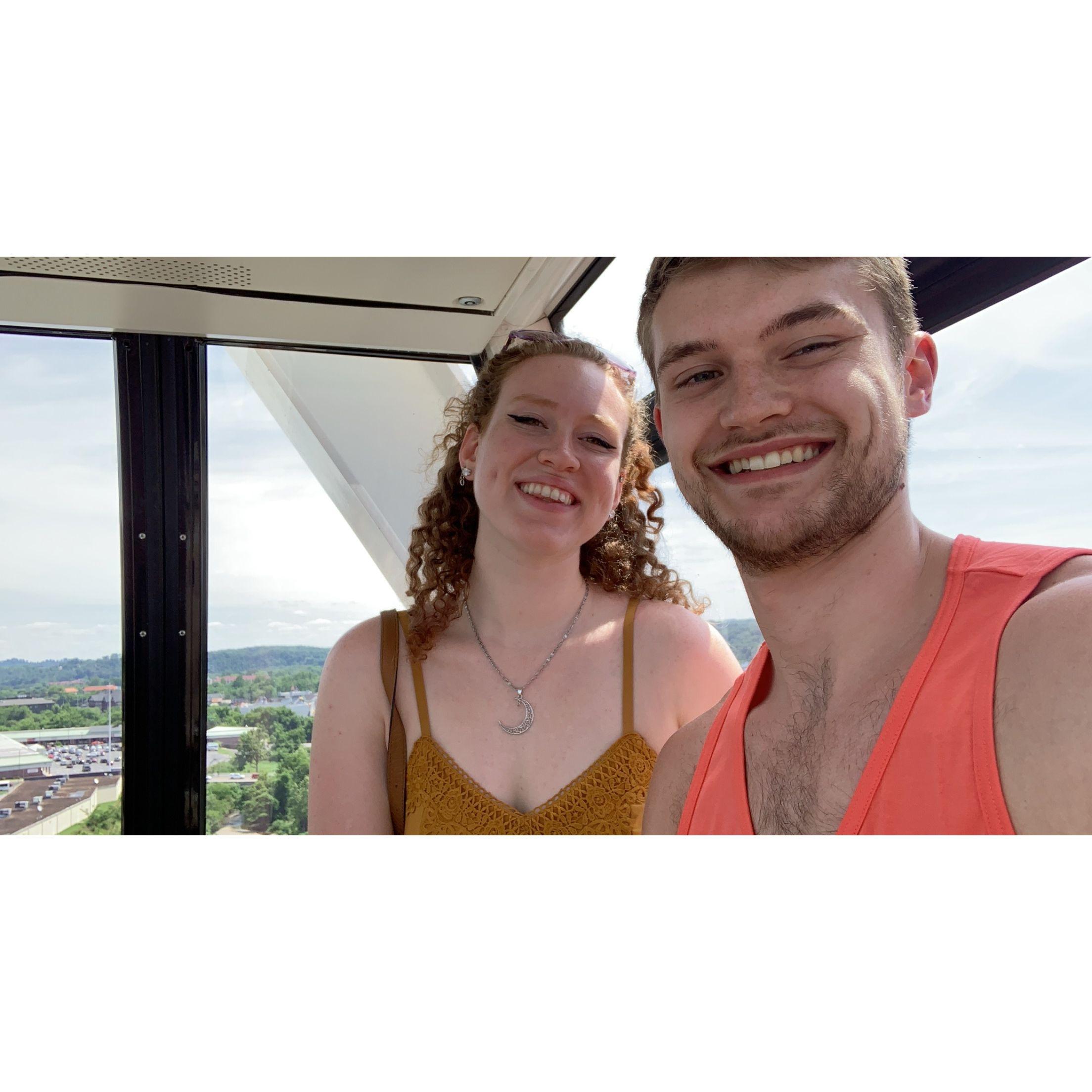Michael conquering his fear on the Ferris Wheel in TN
