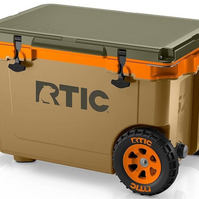 RTIC 52 Quart Ultra-Light Wheeled Hard Cooler Insulated Portable Ice Chest Box for Beach, Drink, Beverage, Camping, Picnic, Fishing, Boat, Barbecue, 30% Lighter Than Rotomolded Coolers