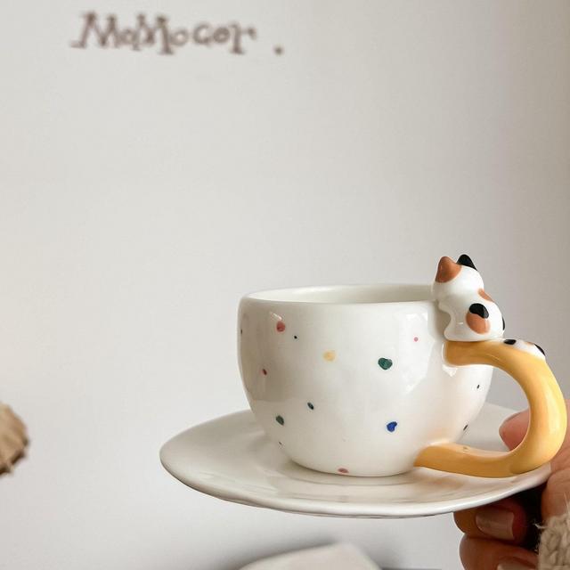 Cat Mug Ceramic, Cat Gifts for Cat Lovers, Cute Cat Tea Cup, Cat Themed Gift, Cat Coffee Mug, 6oz Ceramic Cup, Handmade Cat Person Mug