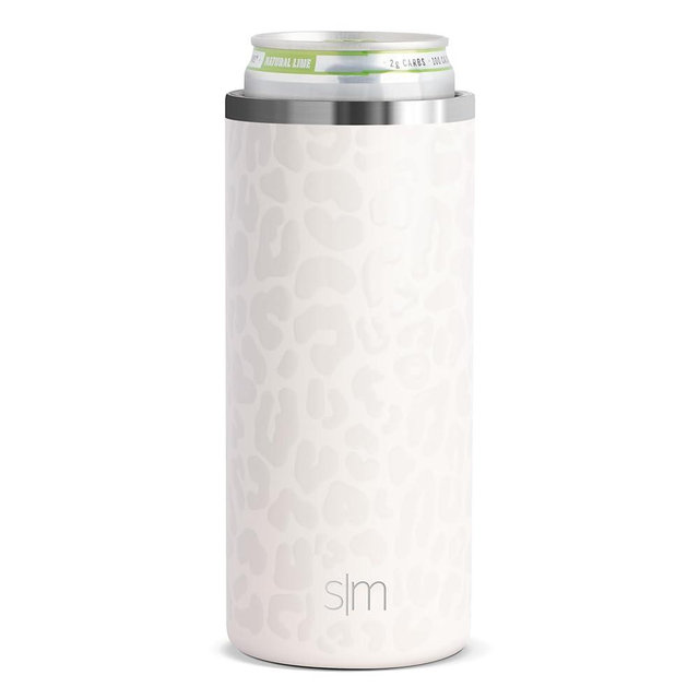 Simple Modern Skinny Can Cooler | Slim Insulated Stainless Steel Drink Sleeve Holder | Insulate Seltzer, Soda, Beer, Energy Drinks | Gift for Women Her | Ranger Collection | Slim 12oz | Cream Leopard