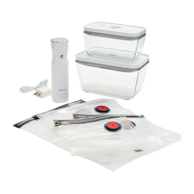 Zwilling Fresh & Save 7-Piece Glass Vacuum Starter Set, Glass, Rectanglula, Clear, Enamel