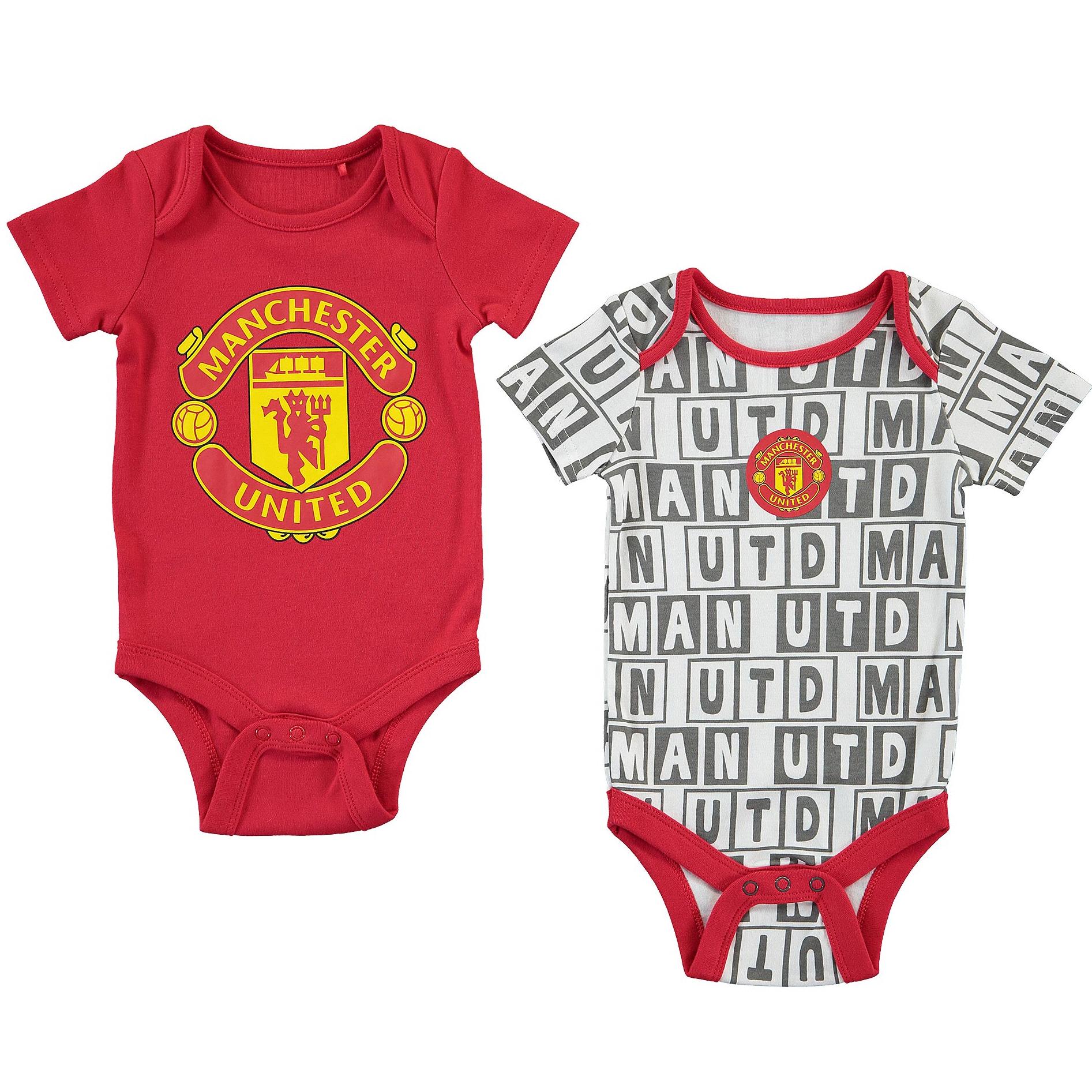 Manchester United All Over Print 2 Pk Bodysuits - Red - Baby