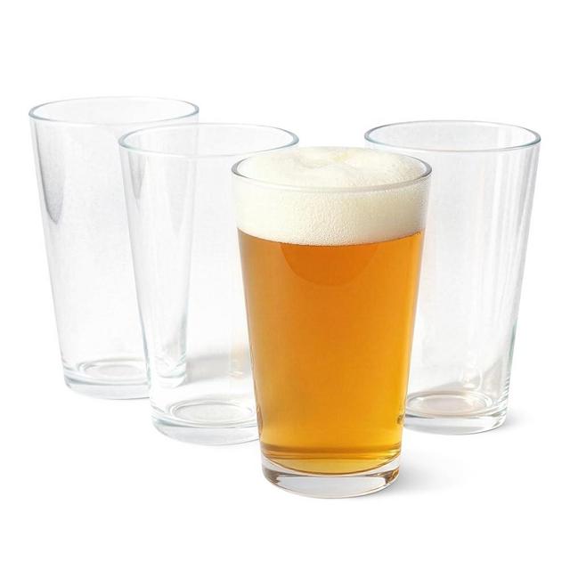 Amazon Basics Pint Glasses, 4-Piece Set, 16 oz., Dishwasher-Safe