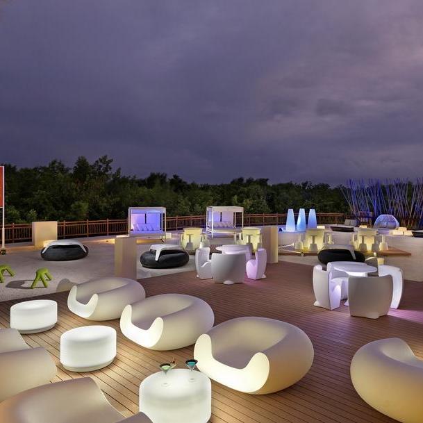 One of the lounge areas on the beach.