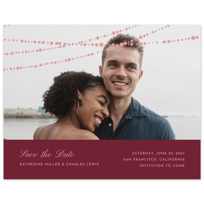 Maroon, Red Wedding Digital Save the Date - Moonlight Landscape